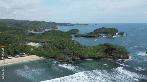 aerial view of the amazing sea from above a beach