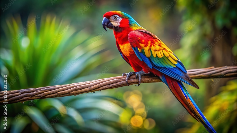 Majestic perched bird, vibrant plumage, copy space left, nature photography Majestic perched bird, vibrant plumage, copy space left, nature photography