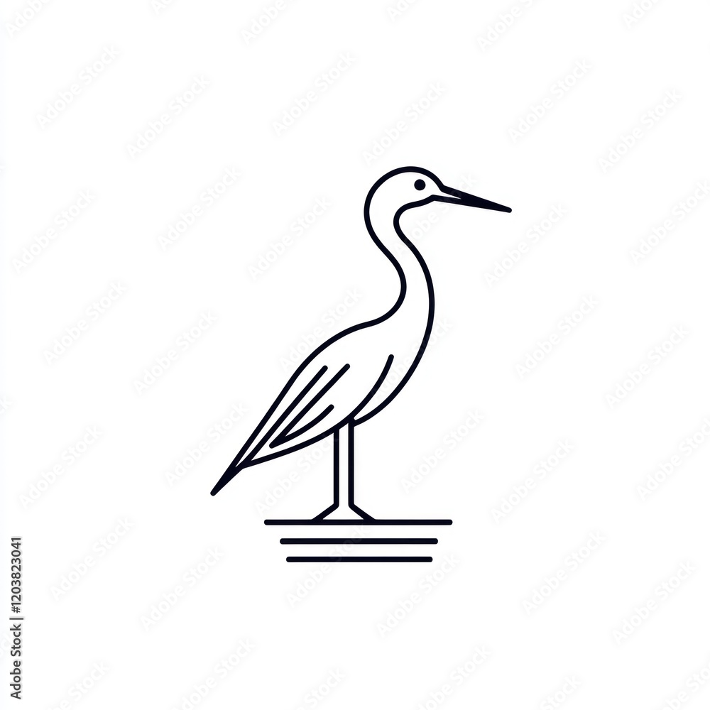Fototapeta premium Minimalist line art heron silhouette