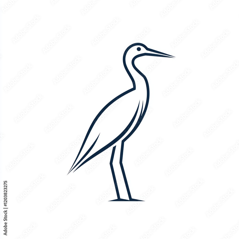 Fototapeta premium Simple line art heron illustration
