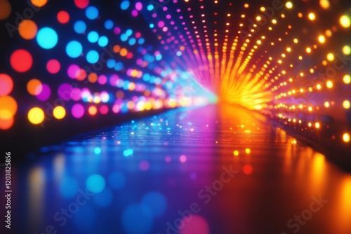 Colorful light streaks create a dynamic abstract pattern in vibrant hues