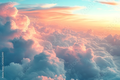 Colorful clouds display vibrant hues during sunset over a serene landscape