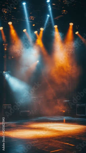 Lighting design creates dramatic atmosphere on a stage for a performance
