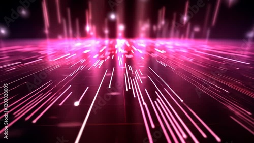Abstract futuristic, animated background with pink neon lights. IT, cyberspace, computer data transfer. Perfect for technology and cyber concepts. Virtual reality, artificial intelligence.