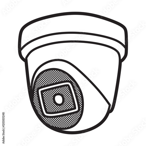 black and white vector, square CCTV security camera ceiling