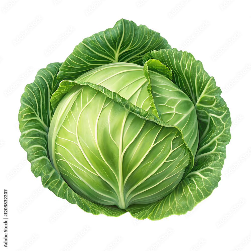 Fototapeta premium Green Cabbage Head, Organic, Nutritious Green Produce