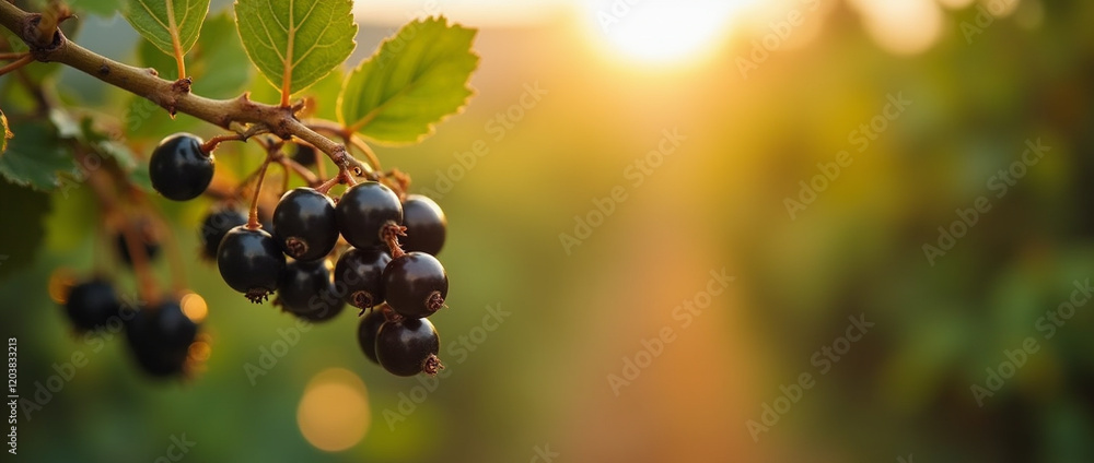 Fresh Black Currants in a Sunny Garden Setting at Dusk
Fresh Black Currants in a Sunny Garden Setting at Dusk