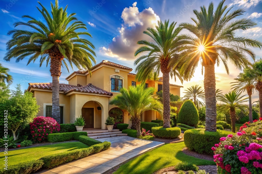 Mediterranean Home for Sale: Stunning Palm Trees & Landscaped Gardens Mediterranean Home for Sale: Stunning Palm Trees & Landscaped Gardens