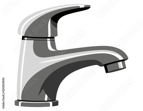 A modern faucet with a sleek design and a chrome finish for a bathroom sink.