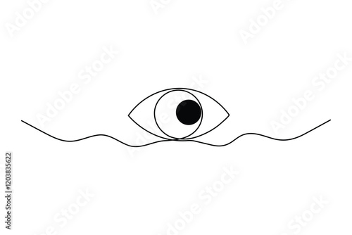 Continuous one line eye drawing of Hand drawn outline isolated vector design