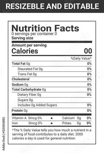 Nutrition facts and vitamin facts, Supplement facts template
