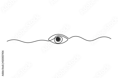 Simple hand drawn minimalist eye one line art drawing of Minimal outline vector icon