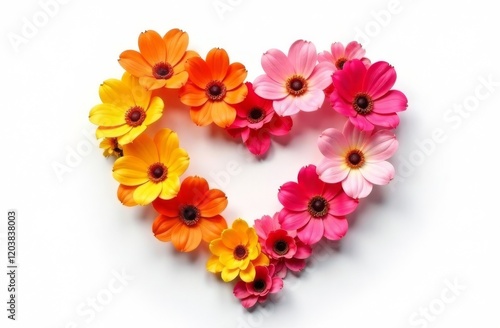 Heart of exotic flowers on a white background. space for text