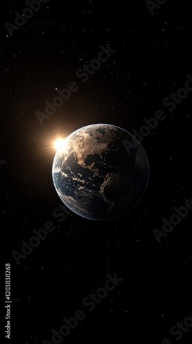 Sunrise over Earth captured from space revealing vibrant colors and distant s...