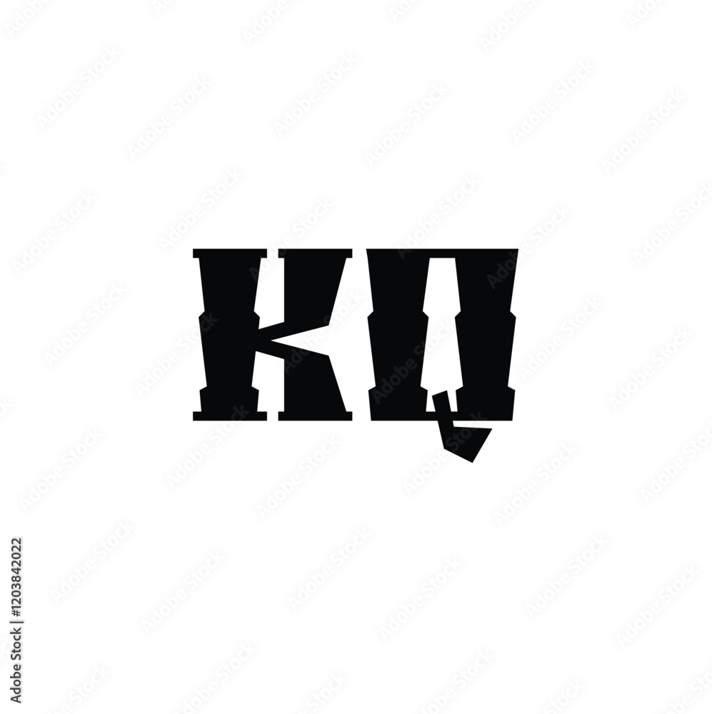 Fototapeta premium KQ monogram logo design letter text name symbol monochrome logotype alphabet character simple logo