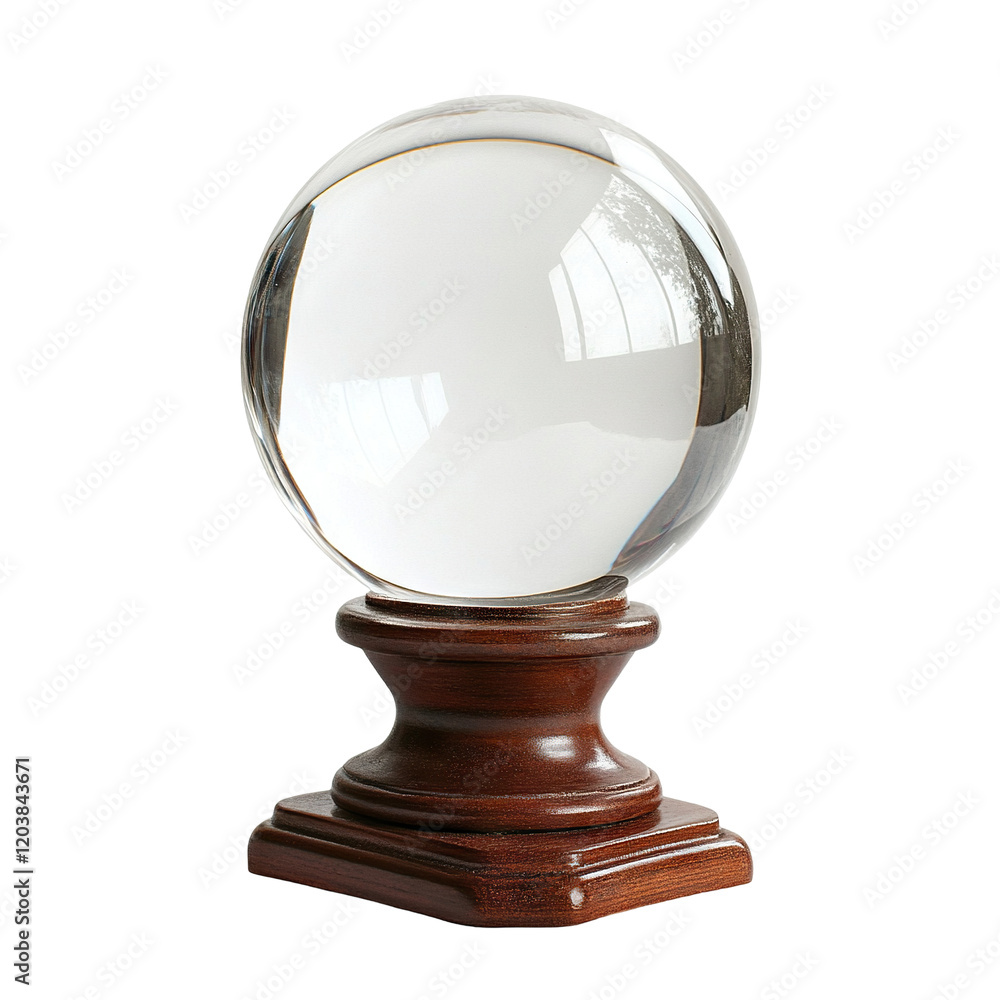 Mystical crystal sphere for divination on wooden base, isolated on transparent cutout background
Mystical crystal sphere for divination on wooden base, isolated on transparent cutout background