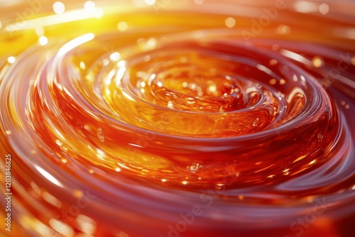 Golden syrup swirls reflecting warm light in a dynamic and vibrant composition