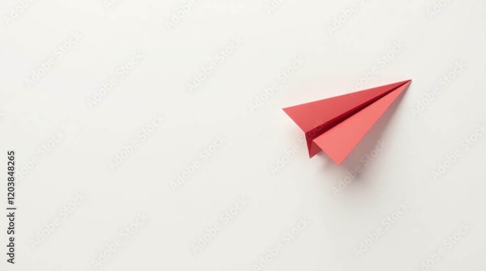 A Coral Paper Airplane on a White Background Ready for Flight, Symbolizing Dreams, Aspirations, and the Journey Ahead A Coral Paper Airplane on a White Background Ready for Flight, Symbolizing Dreams, Aspirations, and the Journey Ahead