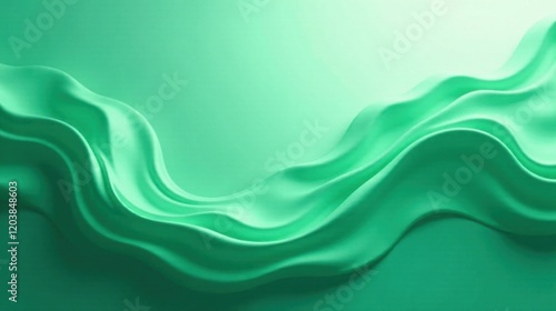 Abstract Mint Green Draped Fabric Background Texture Elegant Waves and Smooth Curves