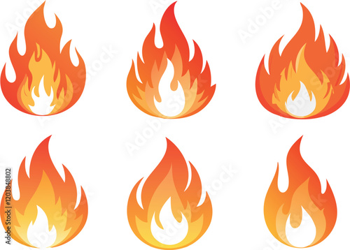 Set of fire icons vector