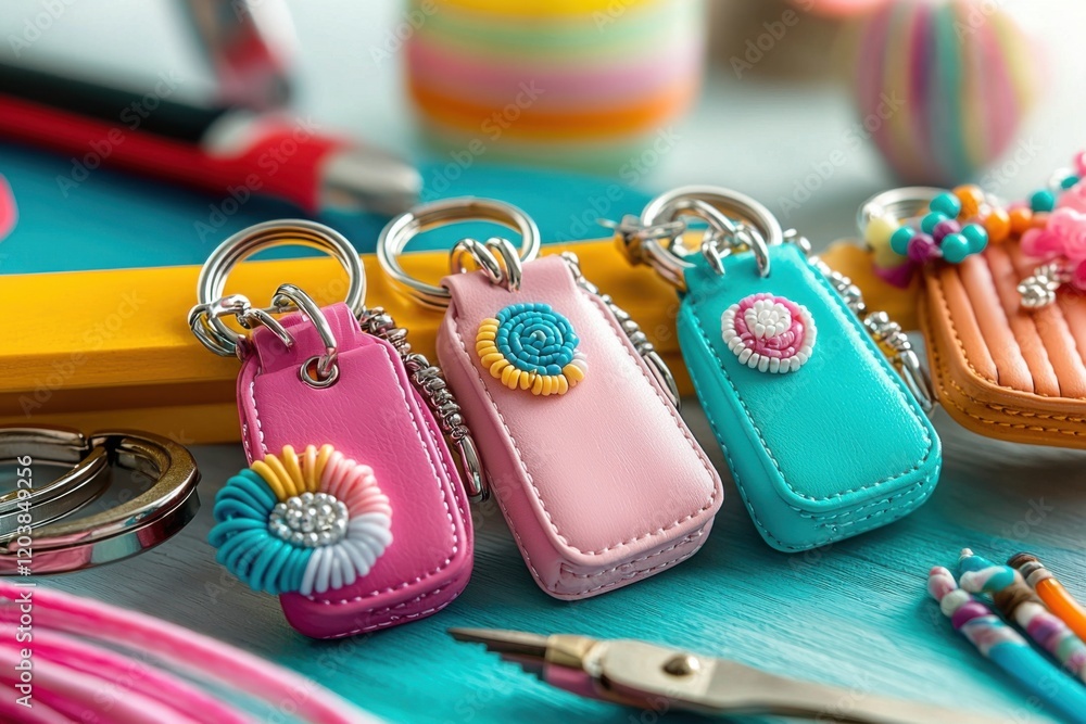 Obraz premium Tag: DIY, beaded keychains, crafts, handmade,