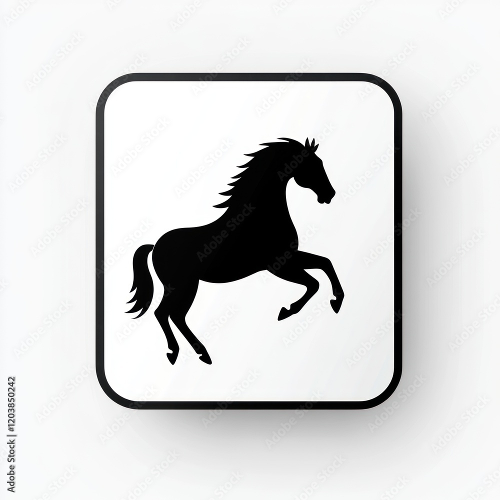 Rearing horse silhouette, white background, app icon, equestrian design Rearing horse silhouette, white background, app icon, equestrian design