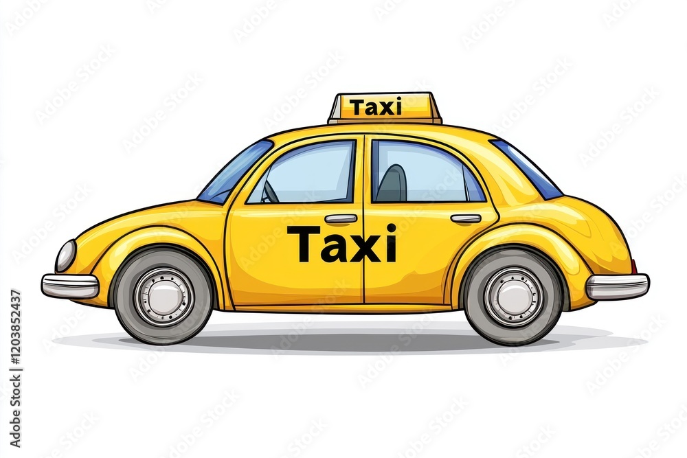 Taxi isolated on white background. Taxi icon. Cab isolated on white. Cab icon. Cab Car. Taxi Car Isolated element on white for Designers. Isolated Taxi Design Element. Cab Car Isolated on white.