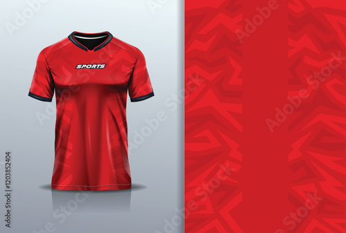 Sport jersey template sharp line mockup texture grunge rustic abstract vector design for football soccer, racing, running, e sports, red color