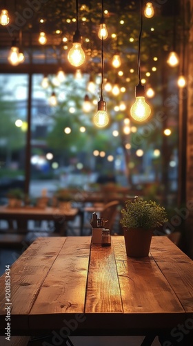 Warm lighting illuminates a rustic table in a cozy indoor setting during the ...