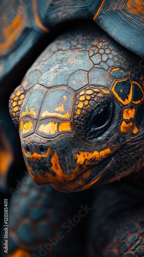Unique close-up of a tortoise shell showcasing vibrant patterns and textures