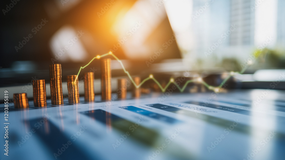 Abstract business Financial charts show a significant increase in profits in the stock market.This is driven by higher interest rates and continued growth. In the innovation world network of financial Abstract business Financial charts show a significant increase in profits in the stock market.This is driven by higher interest rates and continued growth. In the innovation world network of financial