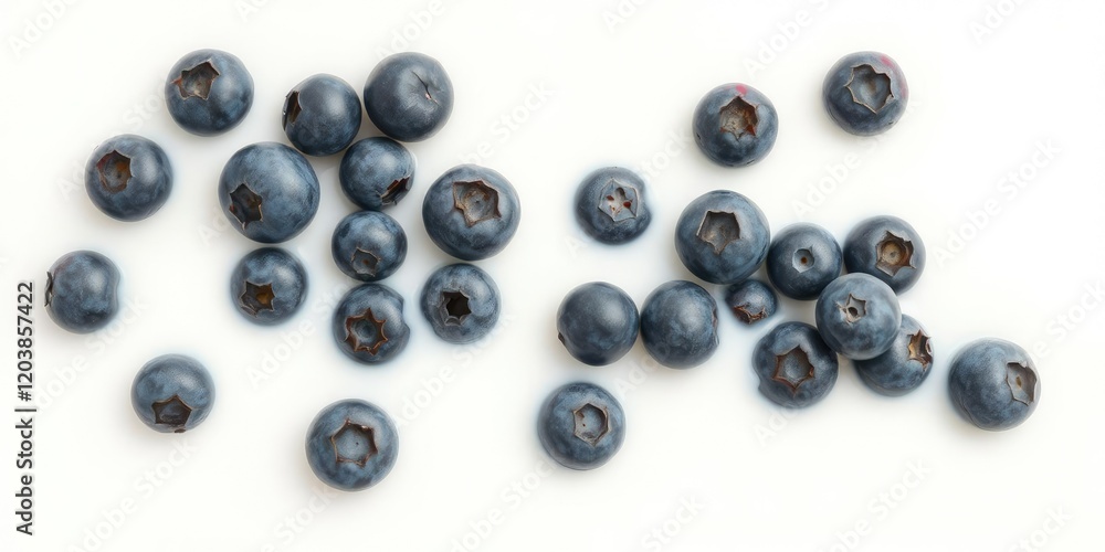 Blueberries floating on a creamy liquid surface, with some berries sinking and others rising in the milk splash, isolated against a clean white background, white, refreshment Blueberries floating on a creamy liquid surface, with some berries sinking and others rising in the milk splash, isolated against a clean white background, white, refreshment