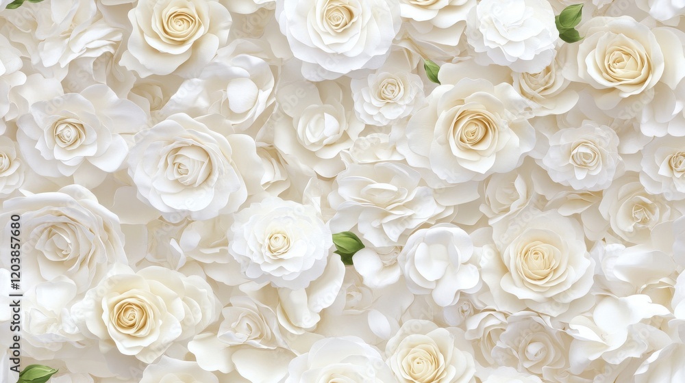 Mini white roses pattern, intricate design featuring delicate blooms on a soft background, perfect for textiles and wallpaper applications Mini white roses pattern, intricate design featuring delicate blooms on a soft background, perfect for textiles and wallpaper applications