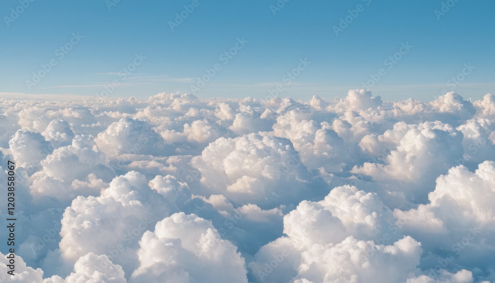 Fluffy white clouds in a bright blue sky with scattered small clouds Fluffy white clouds in a bright blue sky with scattered small clouds