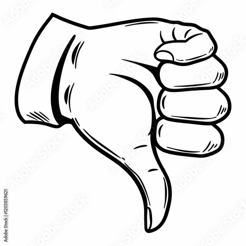 Thumbs Down Icon, thumb down icon, line art, dislike icon