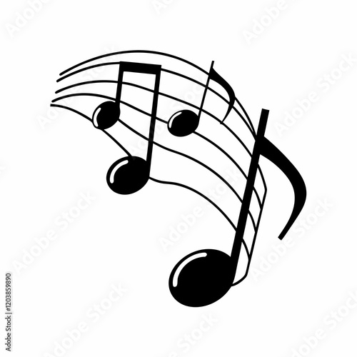 Music Note Icon, treble clef on white background