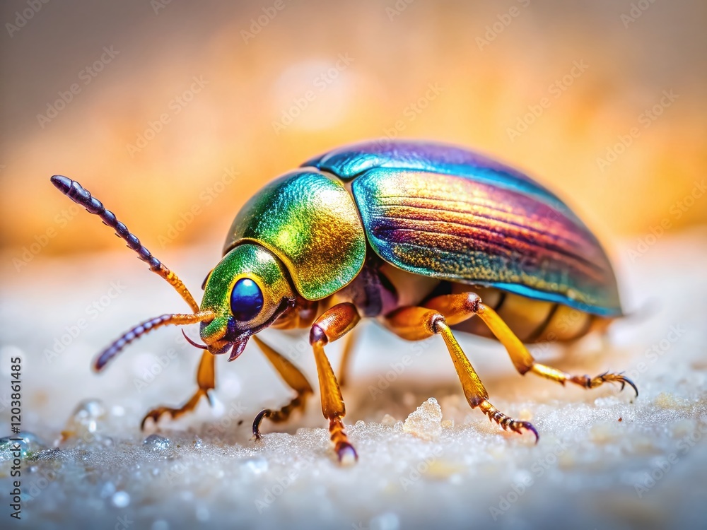 Naklejka premium Minimalist Maybug Close-up: Delicate Insect Detail on Neutral Background
