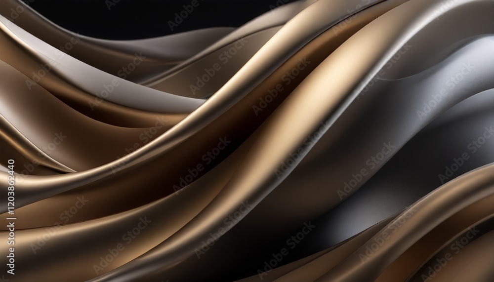Fototapeta premium Abstract 3d render, gold background design, wavy surface, 3D Illustration