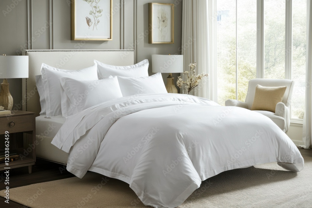 Serene Modern Bedroom with Fresh White Bedding Serene Modern Bedroom with Fresh White Bedding