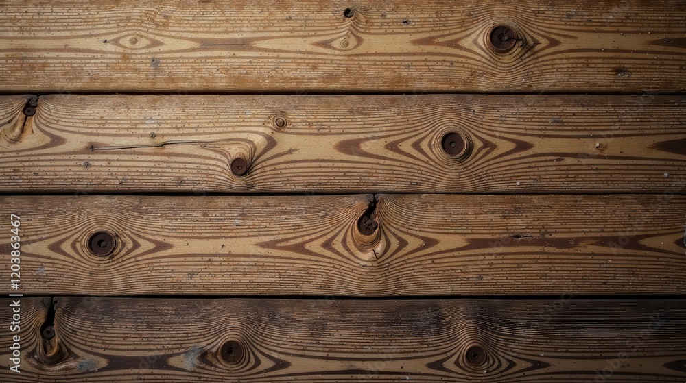 Naklejka premium Rustic Weathered Wood Planks A Detailed Texture of Aged Lumber with Knots and Grain