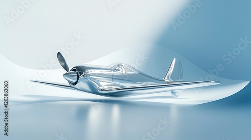 Wallpaper Mural Chrome propeller plane studio shot,  smooth background, travel concept Torontodigital.ca