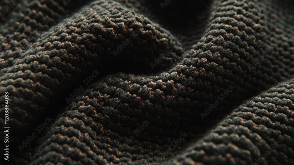 Dark Textured Fabric: Abstract Close-Up Dark Textured Fabric: Abstract Close-Up