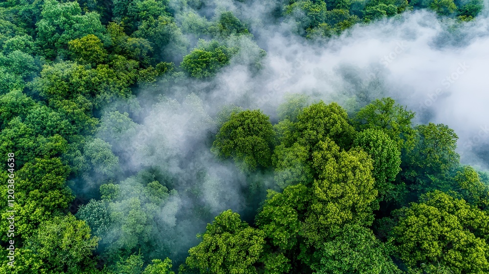 Ethereal forest canopy obscured by mist lush greenery aerial photography serene landscape tranquil nature scene Ethereal forest canopy obscured by mist lush greenery aerial photography serene landscape tranquil nature scene