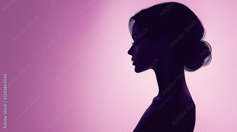 Soft lavender background with an elegant woman silhouette. international women's day Soft lavender background with an elegant woman silhouette. international women's day