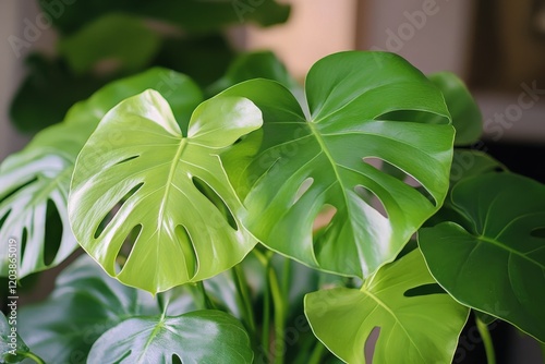 Indoor leafy green plant with vibrant glossy leaves enhancing home decor