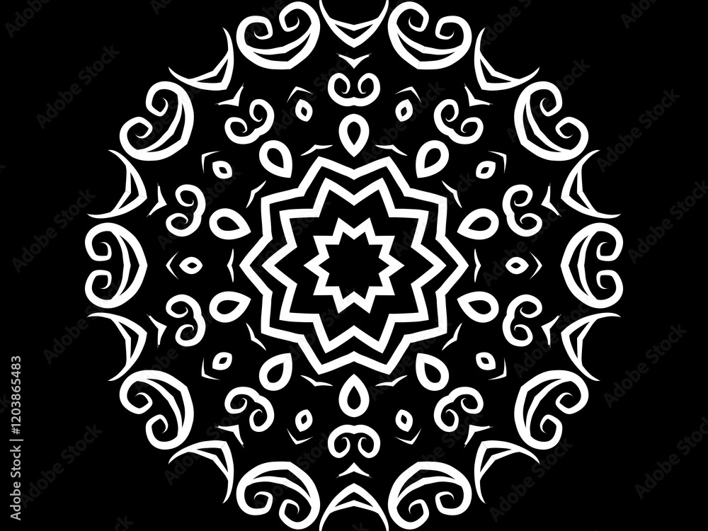 Black and white caleidoscope classic gradient flower art pattern of traditional tenun batik ethnic dayak ornament for wallpaper ads background sticker or clothing Black and white caleidoscope classic gradient flower art pattern of traditional tenun batik ethnic dayak ornament for wallpaper ads background sticker or clothing