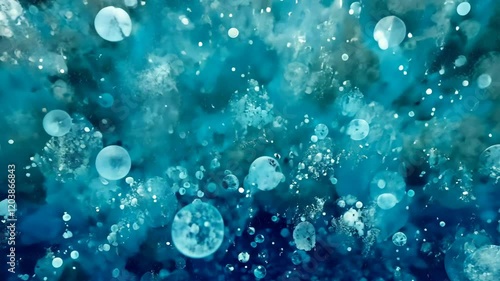 Wallpaper Mural Bubbles floating in a vibrant ocean blue background create a mesmerizing underwater ambiance Torontodigital.ca