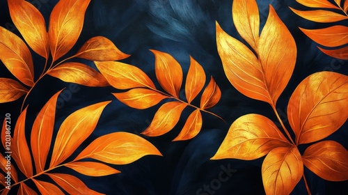 Wallpaper Mural Vibrant autumn leaves in rich orange hues against a dark background, showcasing nature's beauty Torontodigital.ca