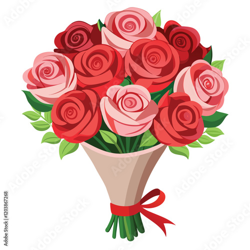 Simple and Elegant Rose Bouquet Illustration | Romantic Floral Art