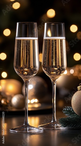 Toasting with sparkling beverages in a cozy, festive setting
